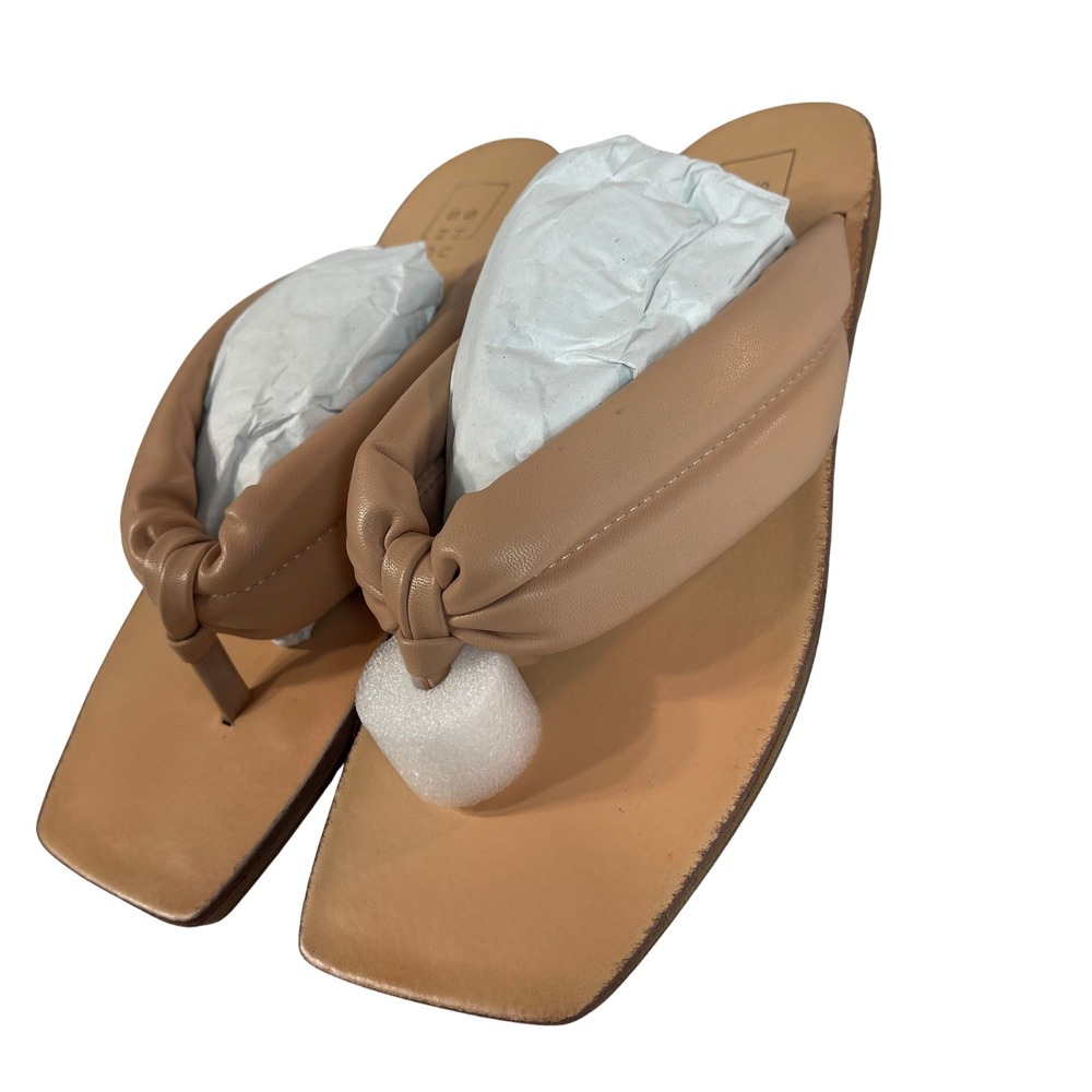 SHUSHOP Beverly‎ Taupe Square Toe Padded Thong Sandals Women's Size 9